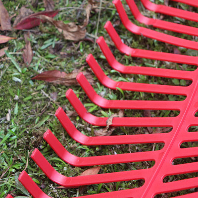 Garden lawn rake with wooden handle