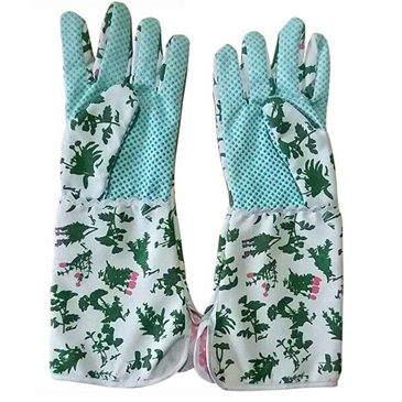 Flower Printed Garden Gloves wth PVC Dots