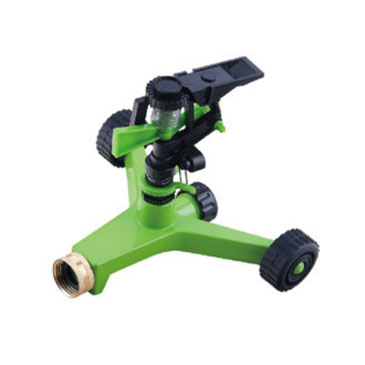 plastic rotary sprinkler and zinc alloy base and wheel