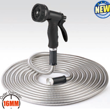 stainless steel garden hose with 9-way-spray
