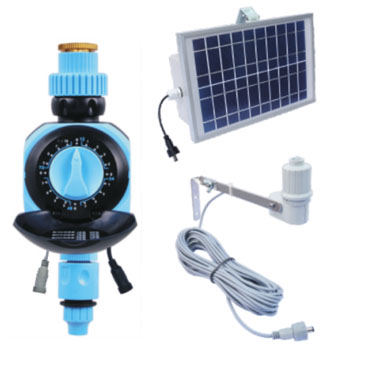 Solar panel single dial timer with rain sensor