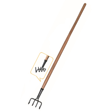 4 Tin Cultivator Garden Fork with wooden handle