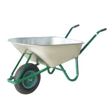 Sturdy construction wheelbarrow with a heavy-duty frame and large capacity, perfect for transporting materials in construction or gardening projects. Wholesale pricing available for bulk orders.